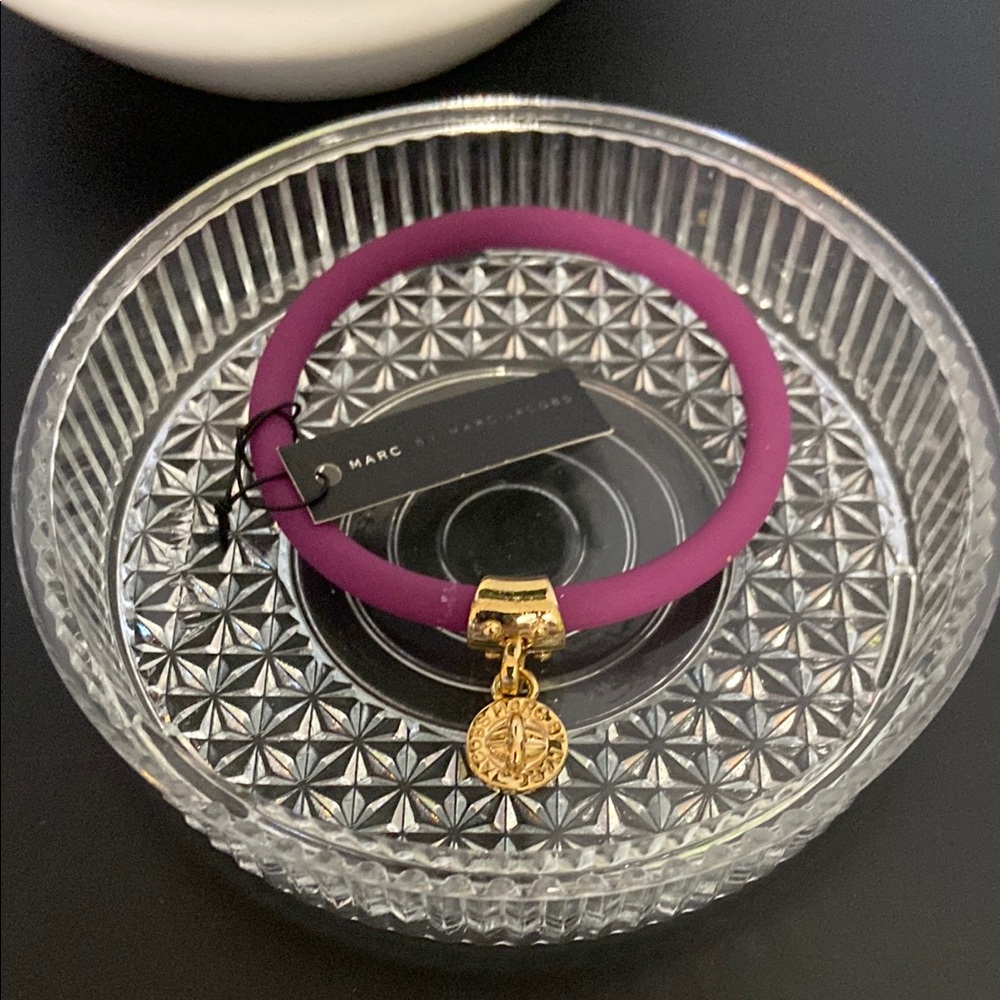 Marc by Marc Jacob’s Plum Silicone Bracelet with Gold-tone Charm